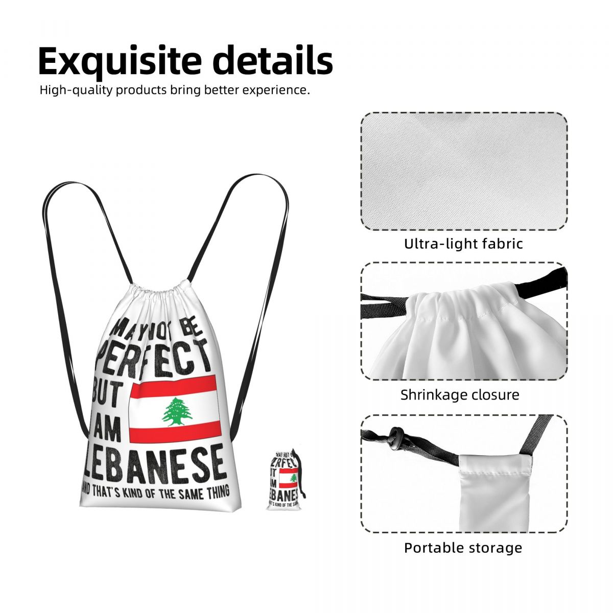 Women Bags Lebanon - Tas Ransel Serut Bendera Lebanon Warisan