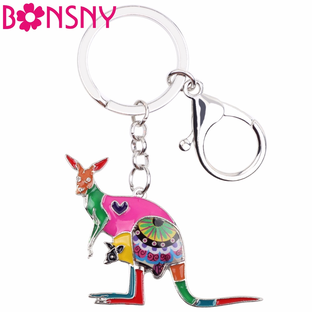 Women Bags Australia - Bonsny Enamel Floral Australia Kanguru Kunci