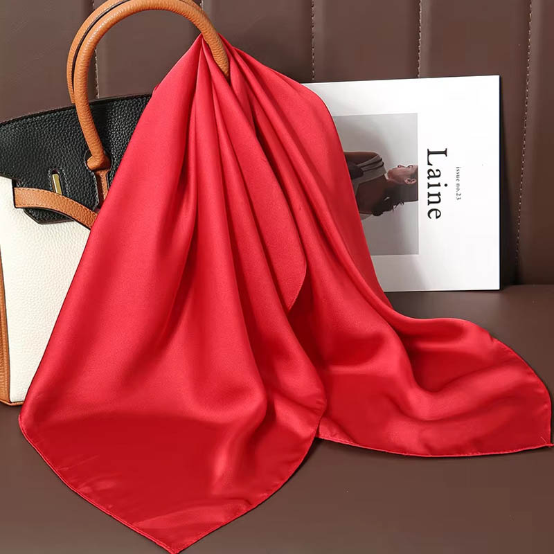 Women Bags For Office - Syal Segi Empat Sutra Warna Solid