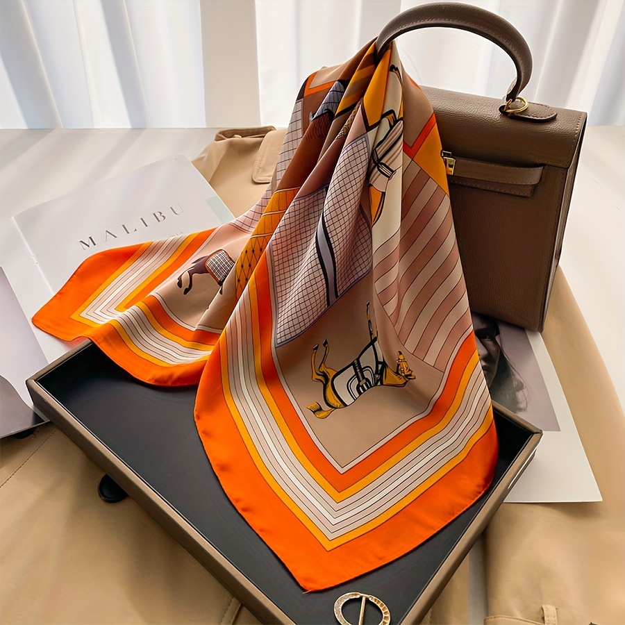 Syal persegi pola kuda mewah b - Women Bags For Office ulasan dan harga