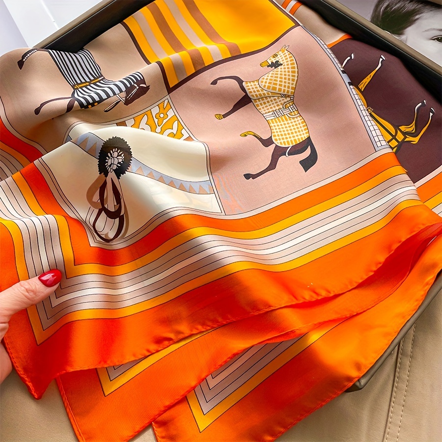 Syal persegi pola kuda mewah b - Women Bags For Office ulasan dan harga